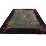 Antique Wool Gray Purple / Lavender Mauve Hand Knotted Pile Rug