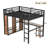 Queen Metal Loft Bed with Built-In Wardrobe, Desk and Storage Shelves-1927216181-1927216186