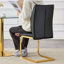 Chaise de luxe arquée simple - ensemble de 2 chaises de salle à manger en polyuréthane haute résilience avec pieds arqués en métal doré.-1465529286