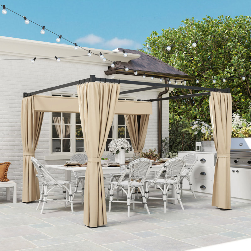 Pergola de patio 10 'x 10' avec auvent rétractable, Beige