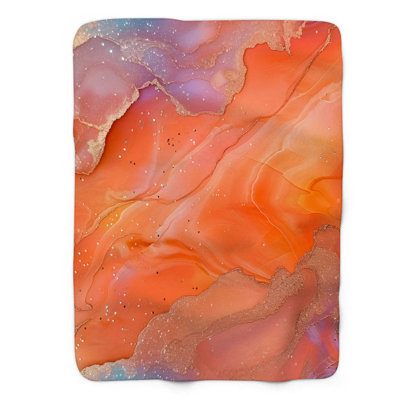 Holo Peach Sparkle - 1 Piece Premium Sherpa Blanke Throw Blanket