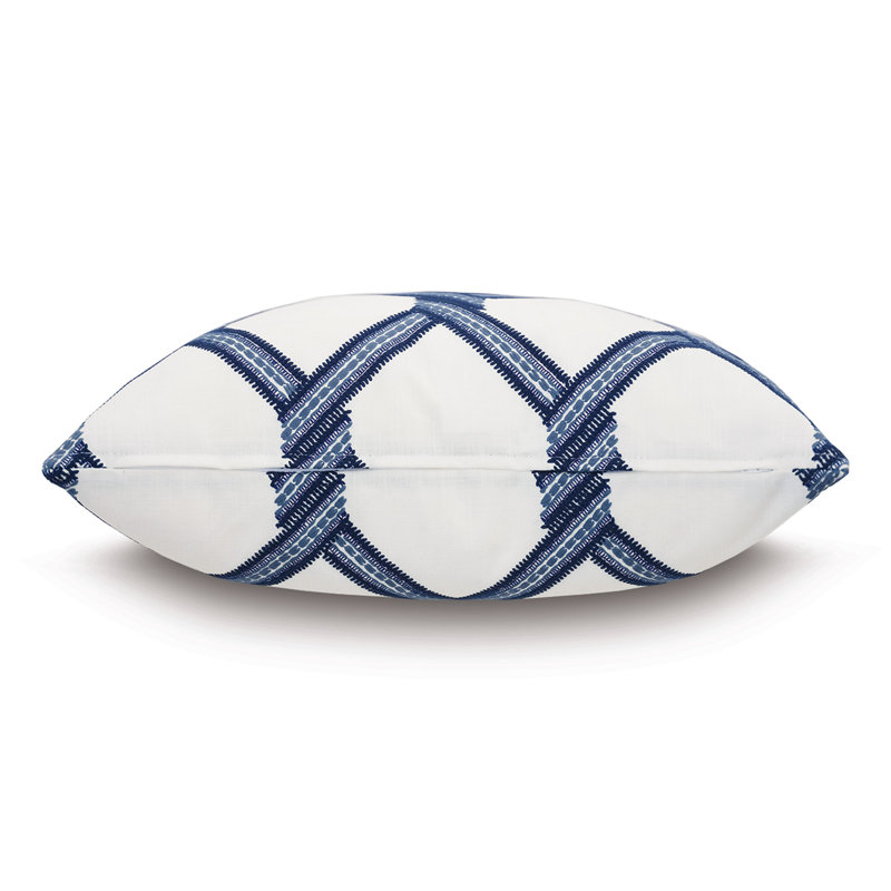 Newport Embroidered Cotton Blend Reversible Throw Pillow, Feather/Faux Down