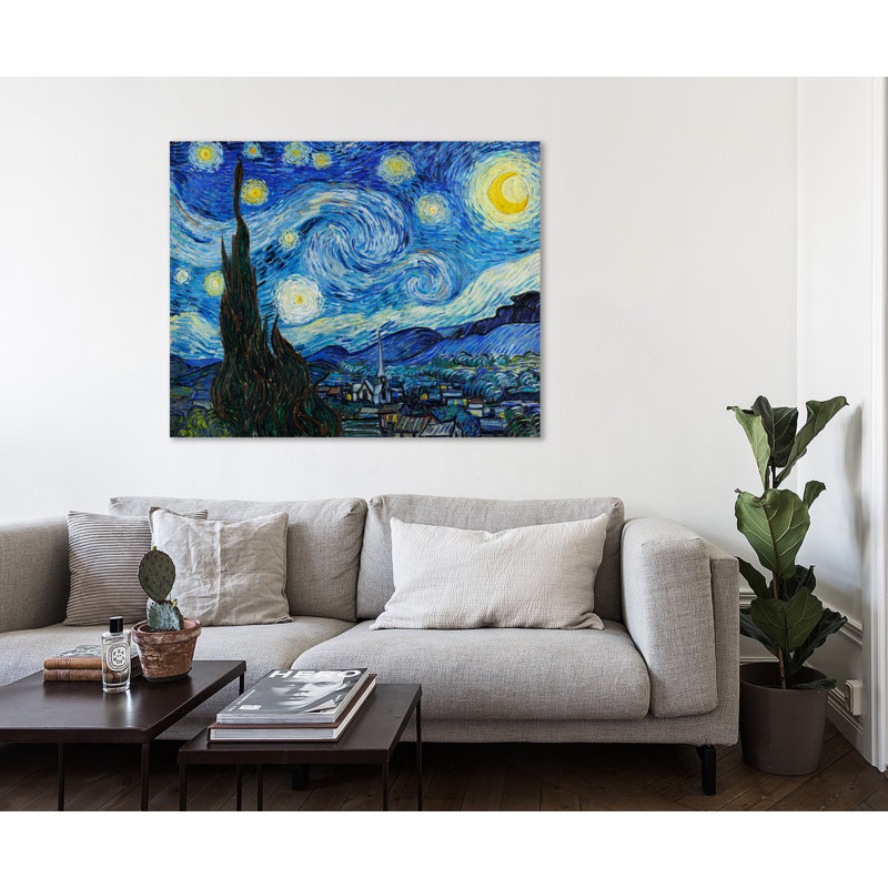 «The Starry Night» par Vincent Van Gogh - reproduction d'art sur toile tendue, H 12 po x l 15 po x P 1,5 po