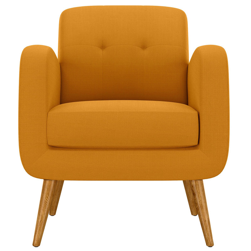 Chaise d'appoint en lin avec pieds en bois massif