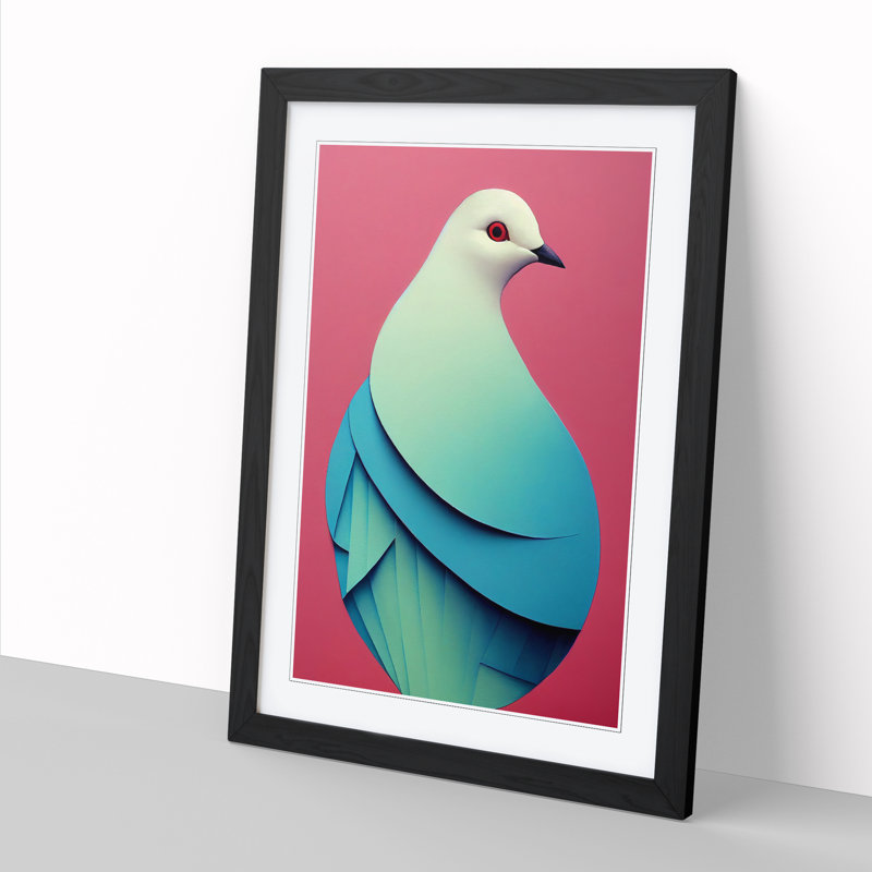 Beautiful Dove Bird - Single Picture Frame Print, 64cm H x 46cm W, Black Framed