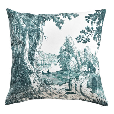 Coussin en toile Reverie - Azur et ivoire - 24 po x 24 po