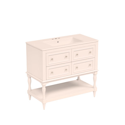Ensemble de meuble-lavabo 36 po avec lavabo 36 po, lavabo en céramique encastré, ensemble de meuble-lavabo autoportant avec 4 tiroirs