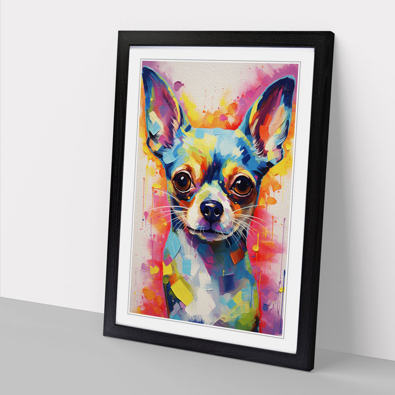 Chihuahua Abstract No.2 - Single Picture Frame Print on Wood, 46cm H x 34cm W x 2cm D, Black