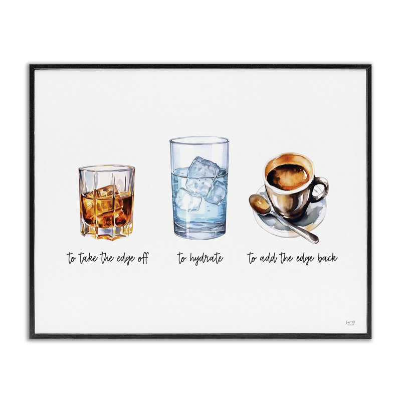 Drôle de whisky et de café, estampe numérique de Lux + Me Designs, H 11 po x l 14 po, Giclée encadrée noir minuit