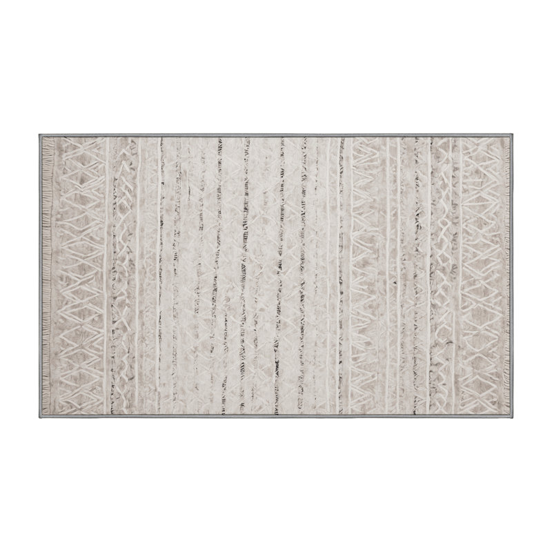 Machine Washable Gray Area Rug, Runner  2' x 4'