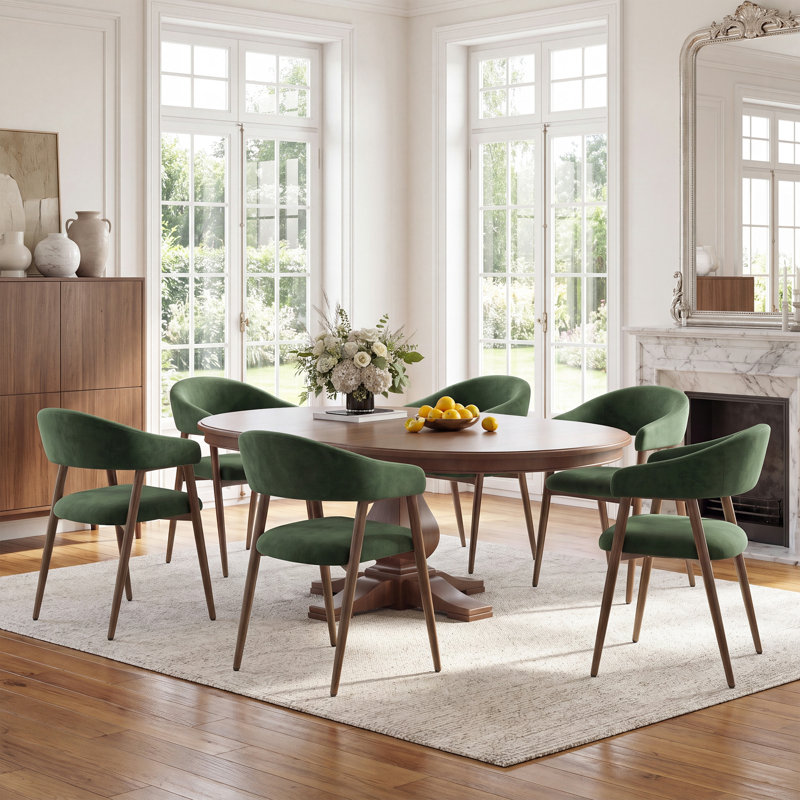 Chaises de salle à manger de style médiéval, chaises d'appoint rembourrées avec dossier incurvé et accoudoirs confortables