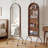 Rubber Wood Full Length Mirror, Natural Wood Wash, integrated storage shelf keeps wardrobe essentials organized