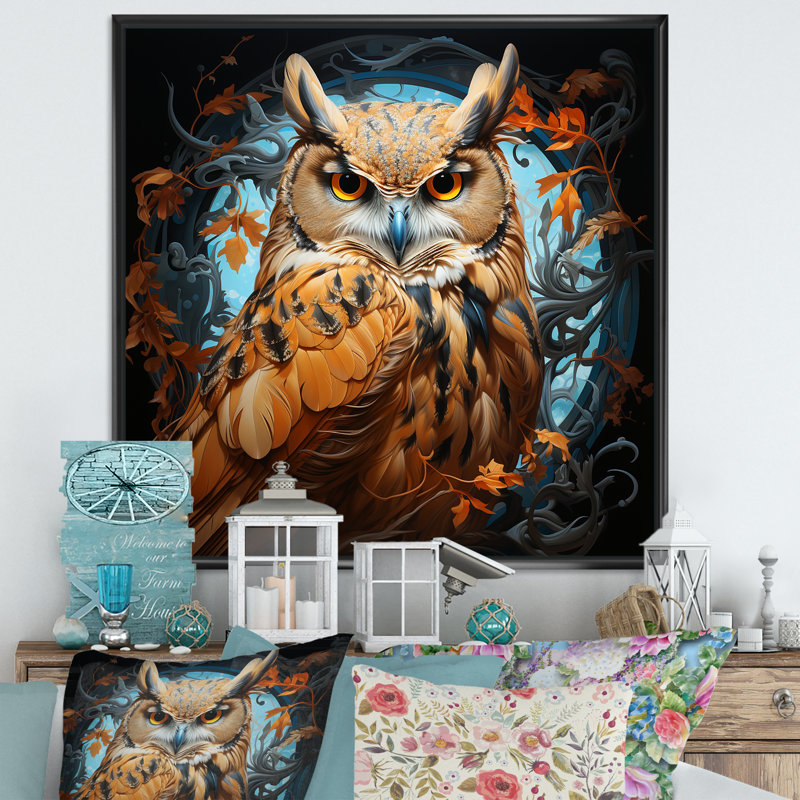 Owl Twilights Mystique, Cadre flottant noir, H 24 po x l 24 po x P 1 po