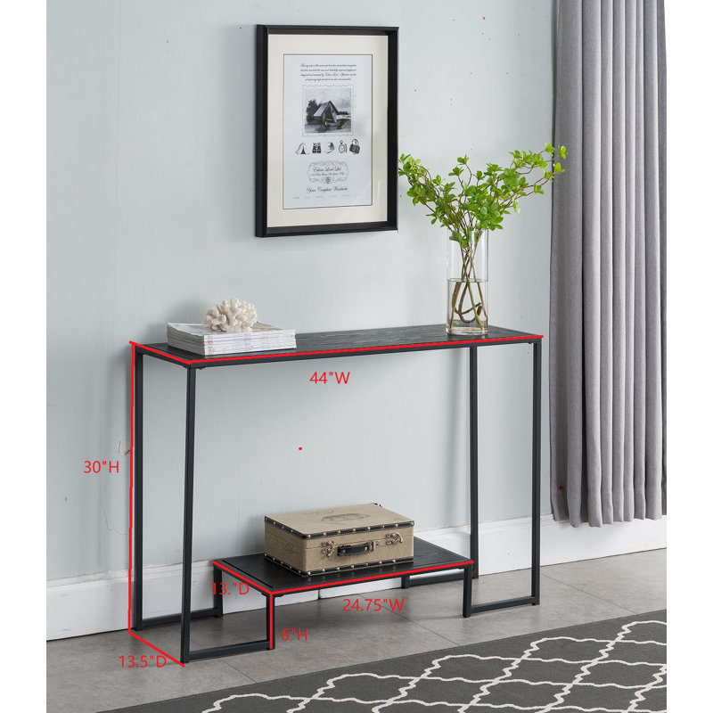 Console moderne en métal / bois avec tablette de rangement Hodgkins - parfaite pour les vestibules et les salons