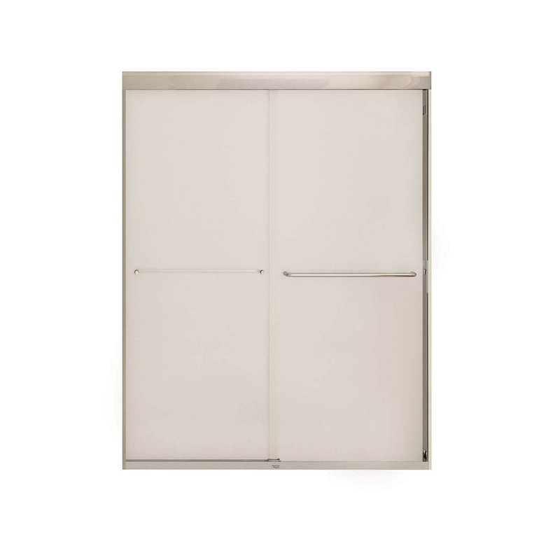 Porte de douche double coulissante semi-sans cadre 55 po x 71 po Kameleon, Transparent, Chrome poli