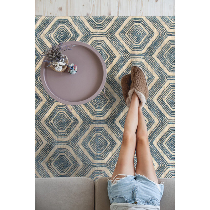 Hand Tufted Wool Geometric Area Rug, 9' x 12'