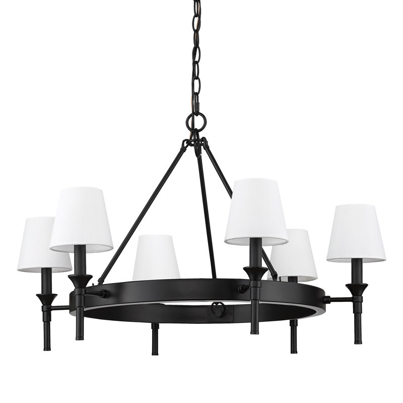 Liskeard 6 - Light Dimmable Empire Chandelier, Modern White Shade