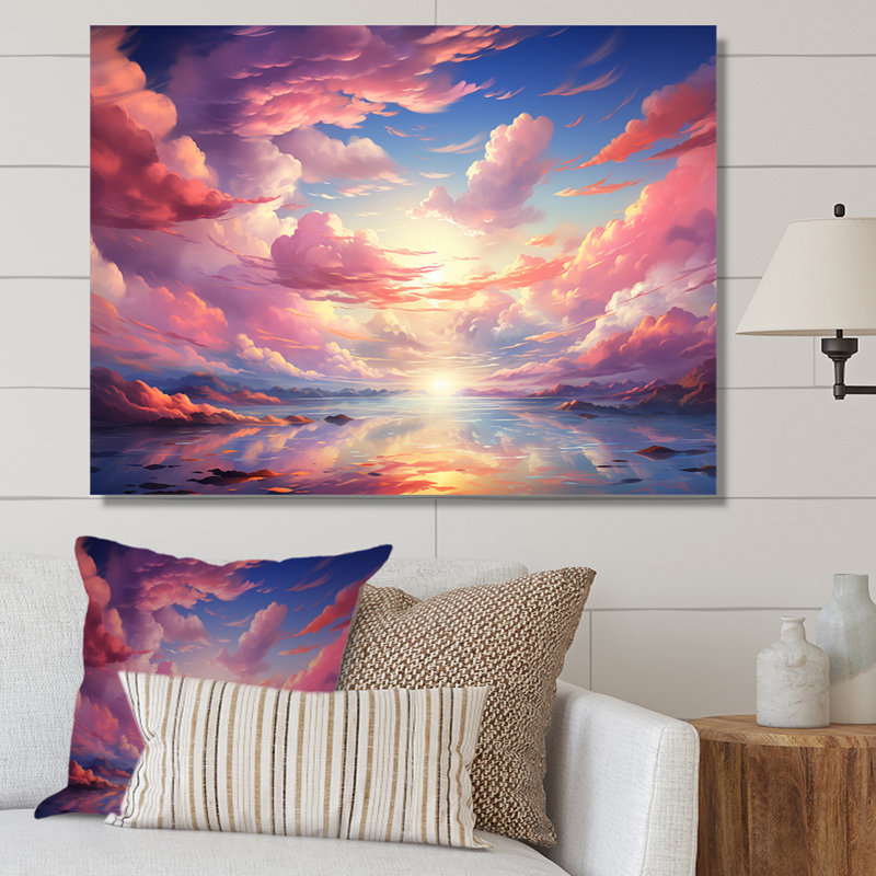 Kawaii Landscape Clouds - Clouds, reproduction d'art sur toile, H 30 po x l 40 po x P 1,5 po, Toile tendue