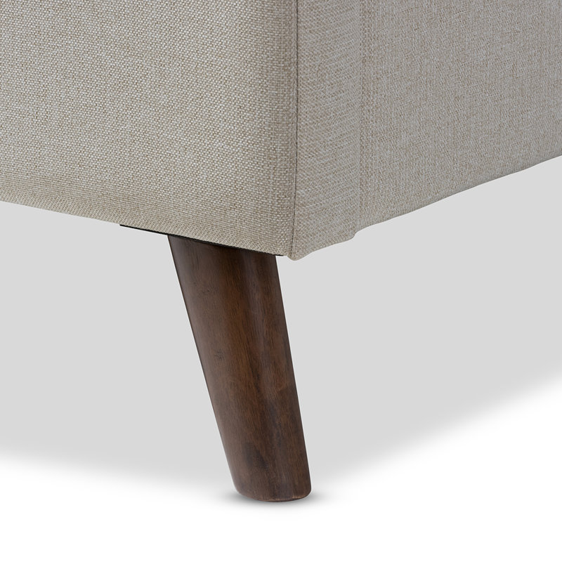 Upholstered Platform Bed, Full, Light Beige