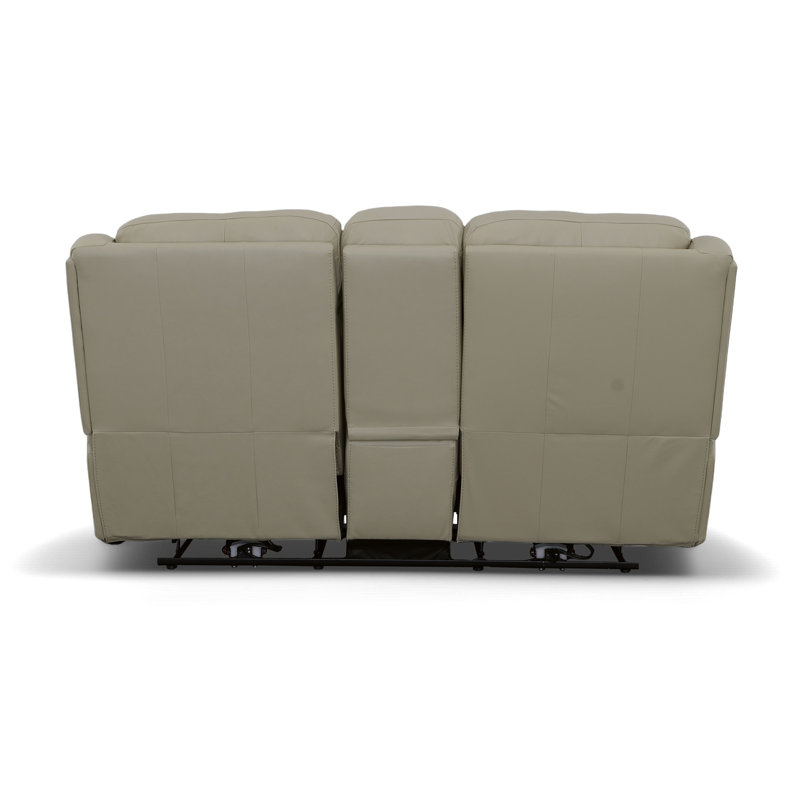 Grant 76" Leather Reclining Sofa, Ivory Genuine Leather