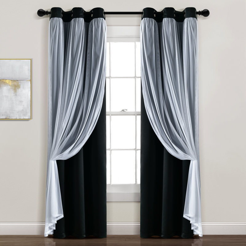 Rideaux unis occultant et isolants, L 38 po x L 84 po, Noir