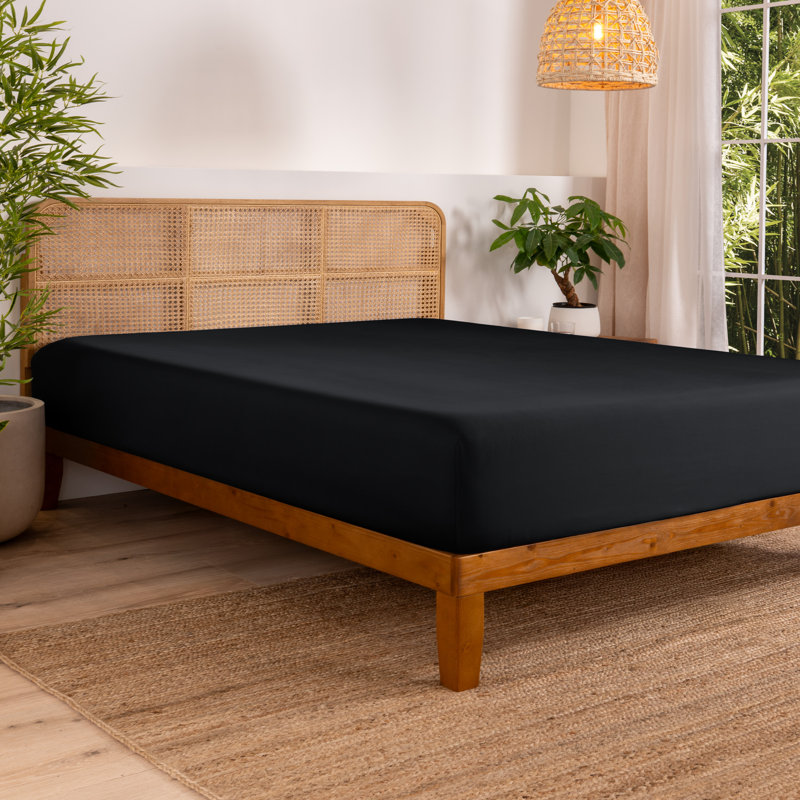 Drap-housse en rayonne de bambou, Drap-housse grand, Noir