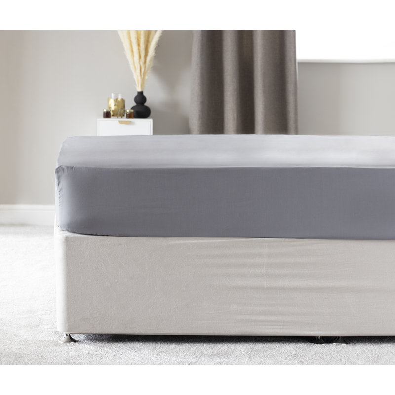 200 TC 50/50 Percale Polycotton Percale Fitted Sheet, Small Double (4'), Grey