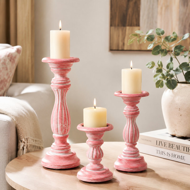 Rose Reverie Pillar Candleholders (Set of 3)