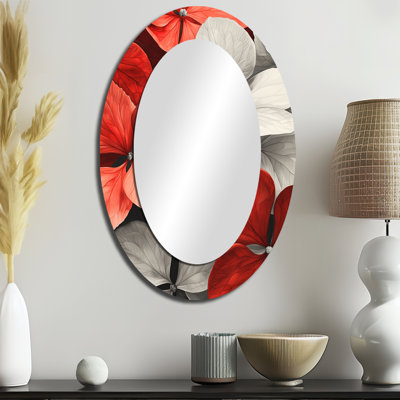 Miroir décoratif floral ovale en métal I - Fleurs