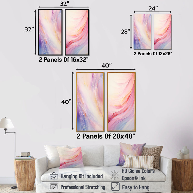 Ensemble de salon Ephemeral Rainbow Fantasy Arc - Abstract Collages Wall Art, Toile tendue, H 40 po x l 41 po