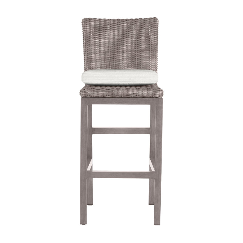 Rustic 30.5" Patio Bar Stool with Cushion, No Welt, Oyster, Verona Fossil