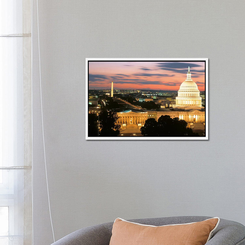 High angle view of a city lit up at dusk, Washington DC, USA 1 Piece Wall Art on Canvas, 66.04 cm H x 45.72 cm W