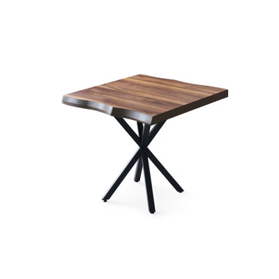 Table de salle à manger moderne en noyer avec pieds en métal, 31,5 po x 29,5 po x 31,5 po | Panneau de particules 100% enduit de mélamine pour plus de durabilité | Supporte jusqu'à 41,9 lb | Conception élégante de couleur unie, parfaite pour les salles à manger contemporaines