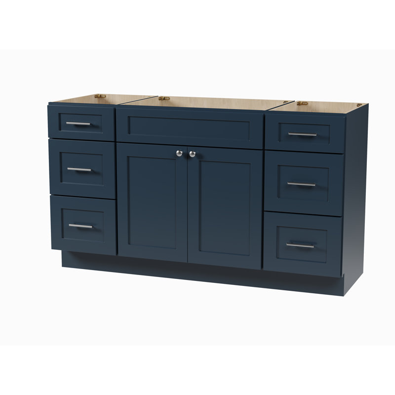 Ensemble de meuble-lavabo simple 60 po avec base de tiroir Disar, Bleu