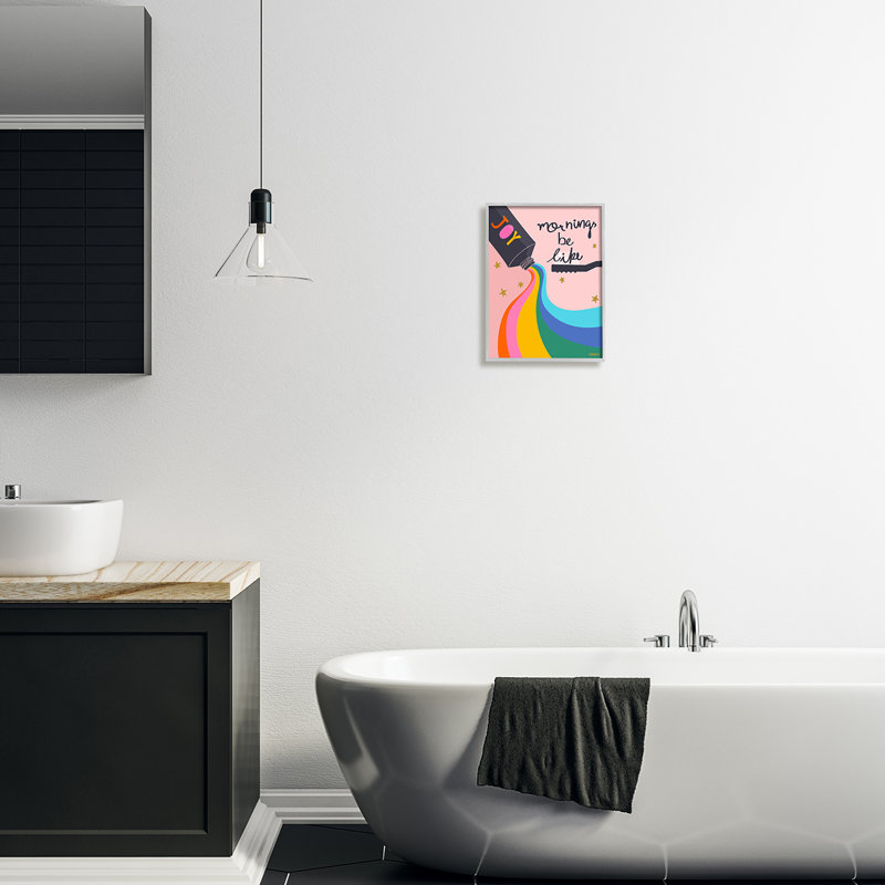 Stupell Industries Mornings Be Like Bathroom, art giclée par Pragya Kothari, Estampe numérique Farmhouse