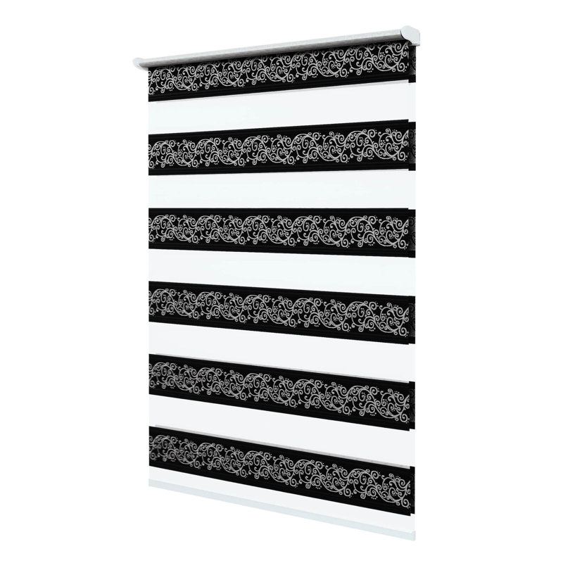 Room Darkening Zebra Shades, Black/Silver, 50 L x 5cm W