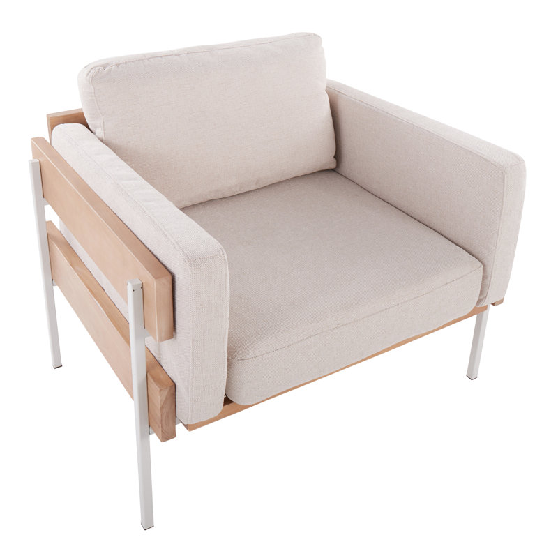 Fauteuil en polyester de 36 po de largeur, Polyester crème, Blanc / Naturel