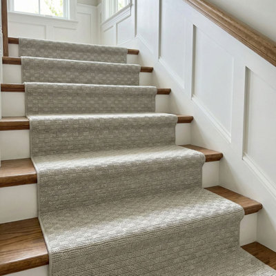 Custom Size Indoor Outdoor Runner Rug (26' x 19' Runner) - Alto Heritage Natural Grey  Pet Friendly Flatweave