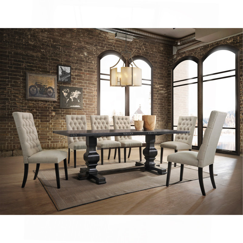 Morland Vintage Black Finish 7 Pcs Dining Room Set