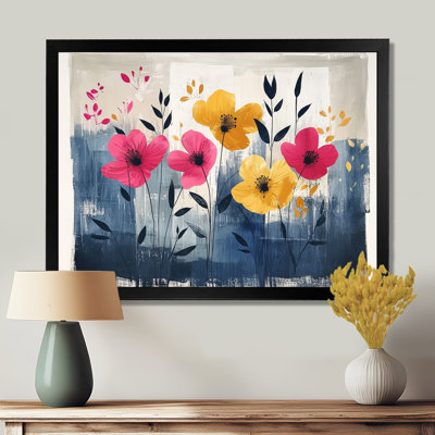 Watercolor Poppies And Wild Flowers - Poppy Framed Canvas Print