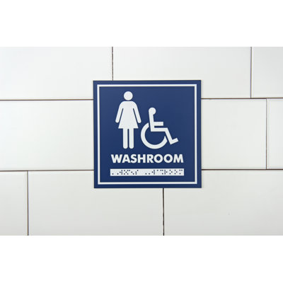 Female and Wheelchair Symbol with Braille Emboss