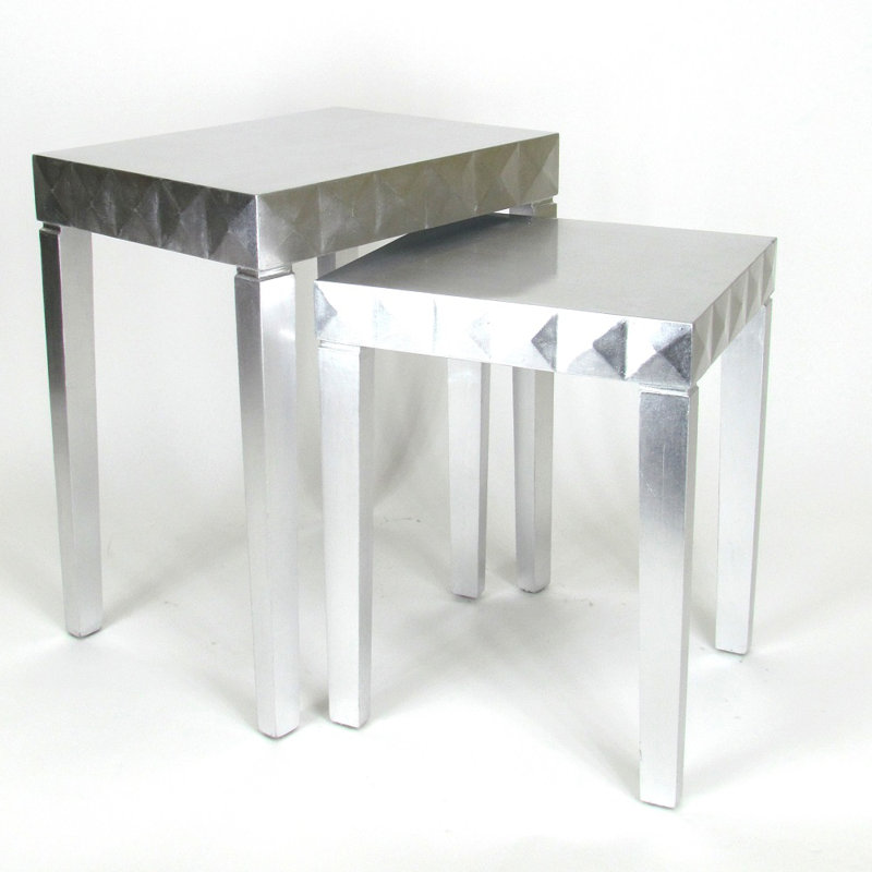 Ensemble de tables de bout gigognes Mingus, Feuille d'argent