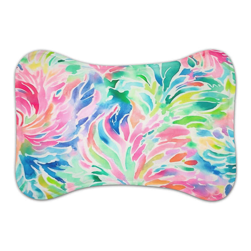 Abstract Paint Patterns - Bone Shape Feeding Mat