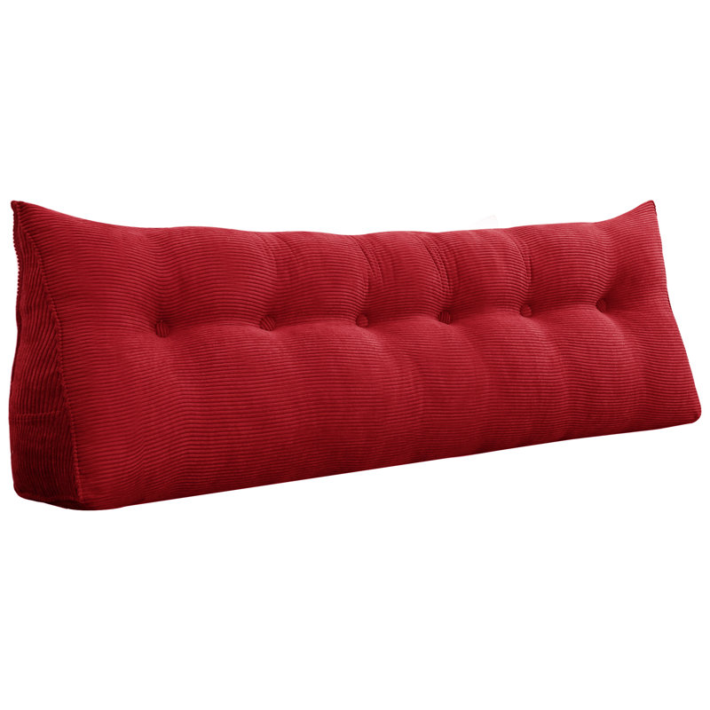 Lit à dossier assis en velours côtelé confortable, tête de lit, coussin de lecture, dossier triangulaire, compression, Rouge