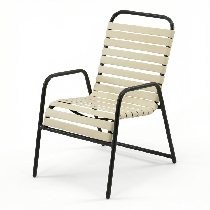 Chaise avec accoudoirs, Sangle en bois flotté / noir mat
