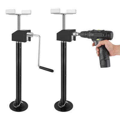 RV Slide Out Support Jacks 2 Pack, Heavy Duty Adjustable Stabiliser 21"-49", 5000 lbs Load Per Stand, Steel Leveling Stands for Travel Trailers and Campers, Compatible with Hand Crank & Power Drill