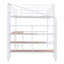 Lit mezzanine double en métal avec bureau et échelle de rangement latérale