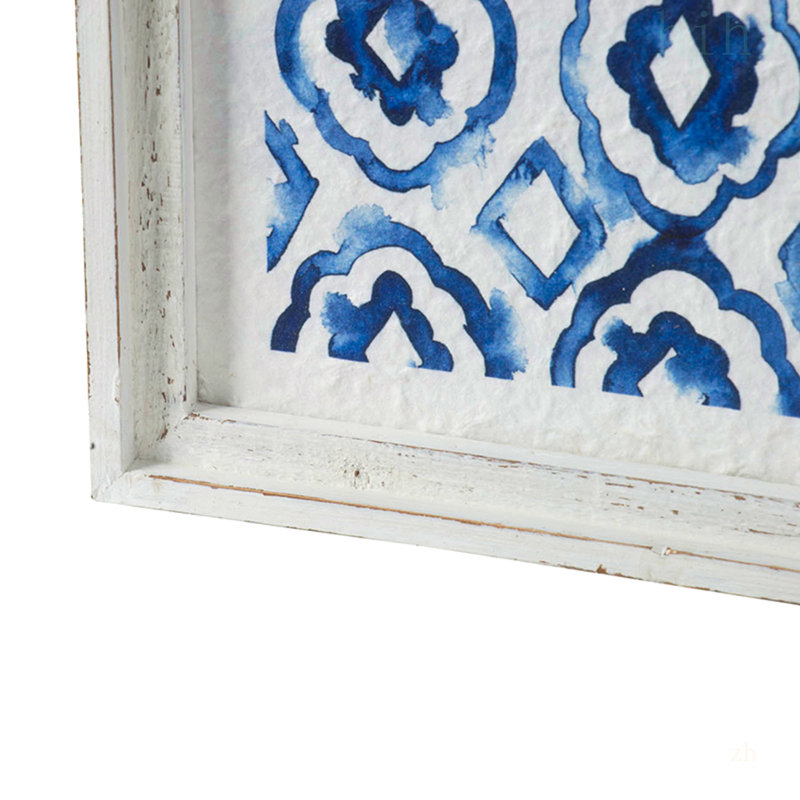Ensemble de 2 sculptures suspendues bleues et blanches, décoration murale moderne, 12,5 po x 24,5 po