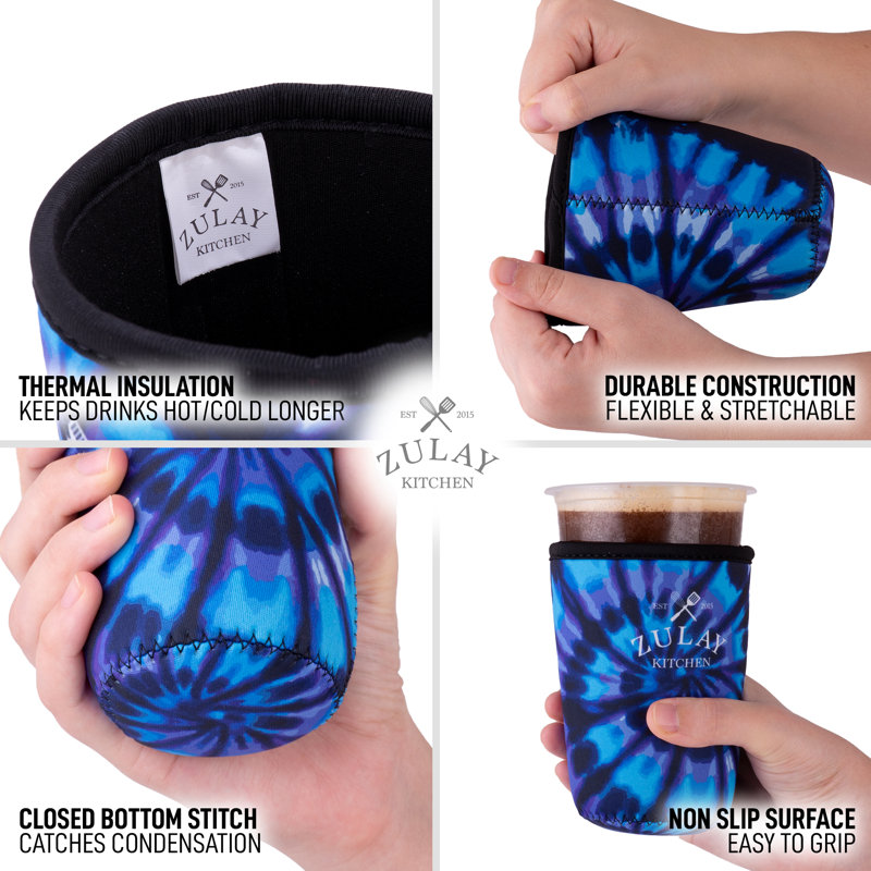 Zulay Kitchen Medium Reusable Iced Coffee Sleeve, Blue