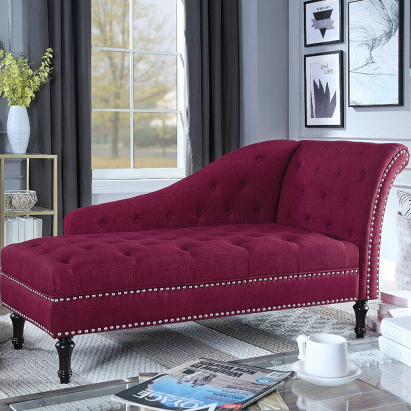 Chaise longue élégante de qualité décontractée, Orienté à droite, Noir, noir, noir, noir, Rouge vin